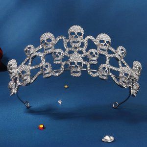 Halloween Headpiece, Skull Tiara Crown for Women, Goth Tiara, Costume Crown